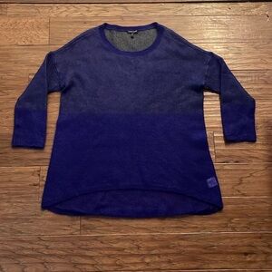 Eileen Fisher Mohair Plaided Blue Violet Mohair Blend Sweater Size L
